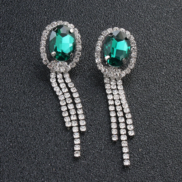 Jewelry Necklace Earrings Set Alloy Snake Bone Chain Mixed Gem Inlay Love Water Drops Bell Pattern Electroplating