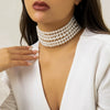 Jewelry Necklace Handmade Multilayer Imitation Pearl Plastic Resin Geometric Snake Bone Chain Women Choker
