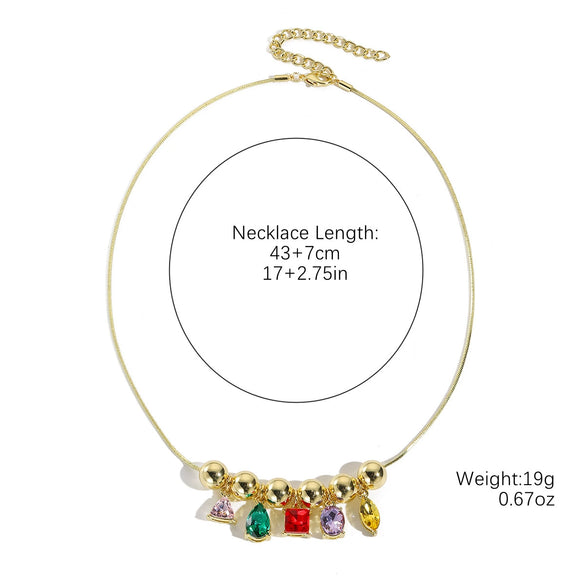 Jewelry Necklace Light Luxury Geometric Drop Shape Artificial Crystal Snake Bone Chain Electroplating For Women