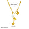 Jewelry Necklace Marine Ins Style Stainless Steel Gold Plated Chain With Starfish Fish Tail Conch Pendant Animal Zodiac Pattern