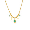 Jewelry Necklace Oval Turquoise Star Pendant Titanium Steel Chain Electroplated