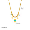 Jewelry Necklace Oval Turquoise Star Pendant Titanium Steel Chain Electroplated