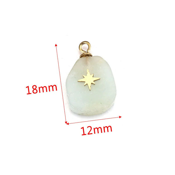 Jewelry Necklace Pendant Natural Stone Pink Crystal Turquoise Stainless Steel Titanium Steel Square Electroplated