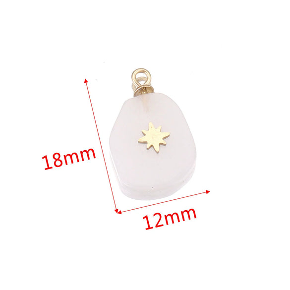 Jewelry Necklace Pendant Natural Stone Pink Crystal Turquoise Stainless Steel Titanium Steel Square Electroplated