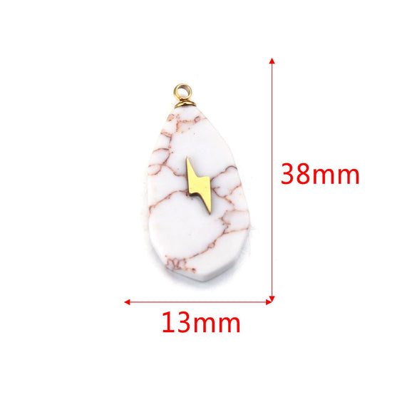 Jewelry Necklace Pendant Natural Stone Pink Crystal Turquoise Stainless Steel Titanium Steel Square Electroplated
