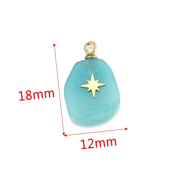 Jewelry Necklace Pendant Natural Stone Pink Crystal Turquoise Stainless Steel Titanium Steel Square Electroplated