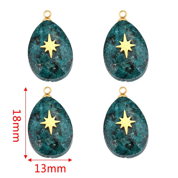Jewelry Necklace Pendant Natural Stone Pink Crystal Turquoise Stainless Steel Titanium Steel Square Electroplated