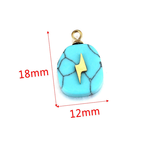 Jewelry Necklace Pendant Natural Stone Pink Crystal Turquoise Stainless Steel Titanium Steel Square Electroplated