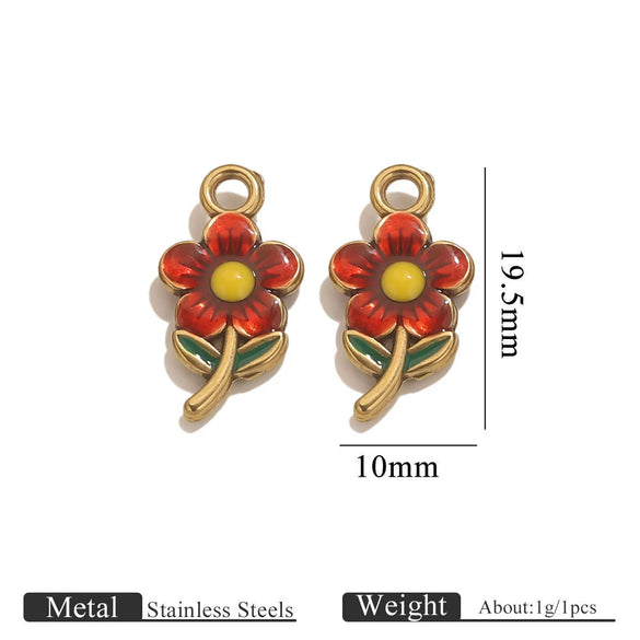 Jewelry Necklace Pendant Stainless Steel French Retro Flower Asymmetrical Petal Electroplated