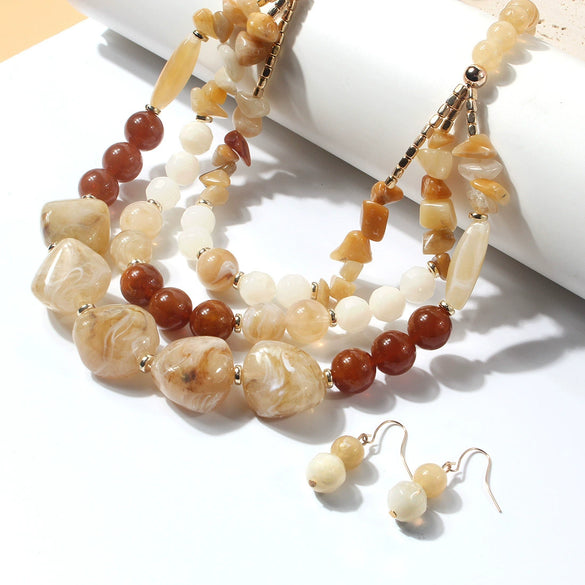 Jewelry Necklace Plastic Resin Artificial Crystal Ushaped Geometric Snake Bone Chain Multilayer Clavicle Chain