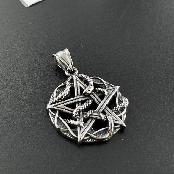 Jewelry Necklace Punk Fivepointed Star Skull Round Doll Pattern Stainless Steel Polish Casting For Men