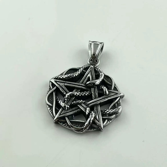 Jewelry Necklace Punk Fivepointed Star Skull Round Doll Pattern Stainless Steel Polish Casting For Men