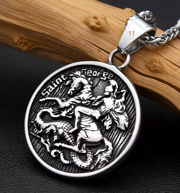 Jewelry Necklace Punk Fivepointed Star Skull Round Doll Pattern Stainless Steel Polish Casting For Men