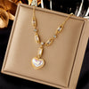 Jewelry Necklace Retro Elegant Temperament Colorful Pearl Love Pendant Diamond Chain Stainless Steel Electroplating For Women