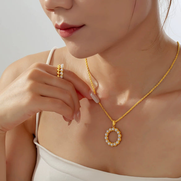 Jewelry Necklace Ring Shell Beads Copper 316L Stainless Steel Electroplating Niche Style Multilayer Design Unisex
