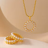 Jewelry Necklace Ring Shell Beads Copper 316L Stainless Steel Electroplating Niche Style Multilayer Design Unisex