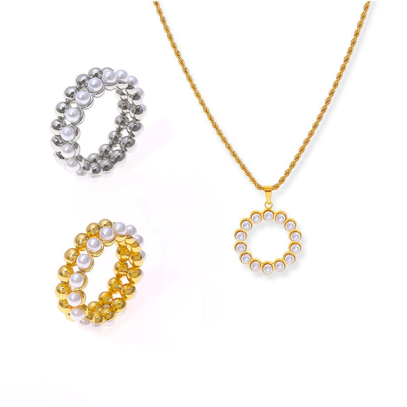 Jewelry Necklace Ring Shell Beads Copper 316L Stainless Steel Electroplating Niche Style Multilayer Design Unisex