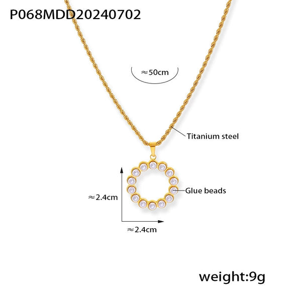 Jewelry Necklace Ring Shell Beads Copper 316L Stainless Steel Electroplating Niche Style Multilayer Design Unisex