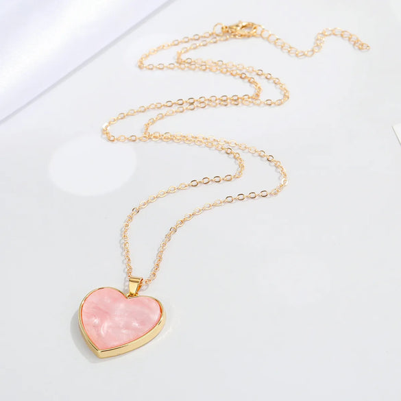 European Cross-Border Sold Jewelry Acetate Love Necklace Simple Ins Style All-Match Love Pendant Clavicle Chain Female Necklace