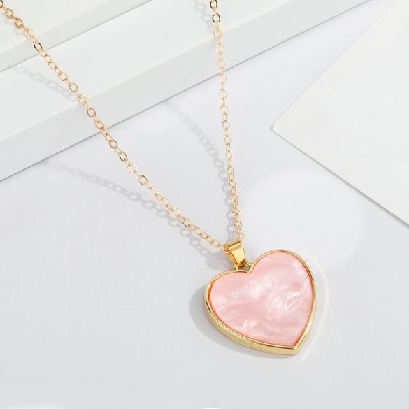 European Cross-Border Sold Jewelry Acetate Love Necklace Simple Ins Style All-Match Love Pendant Clavicle Chain Female Necklace