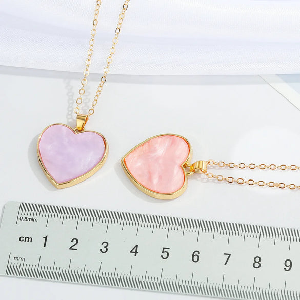 European Cross-Border Sold Jewelry Acetate Love Necklace Simple Ins Style All-Match Love Pendant Clavicle Chain Female Necklace