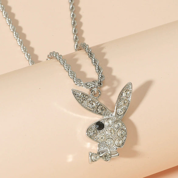 Jewelry Necklace Stainless Steel Alloy Rabbit Geometric Hip Hop Punk Style Twist Chain