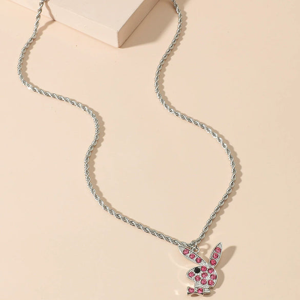 Jewelry Necklace Stainless Steel Alloy Rabbit Geometric Hip Hop Punk Style Twist Chain