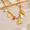 Jewelry Necklace Stainless Steel Cute Cartoon Skull Cherry Wings Pearl Water Drop Fruit Shape Electroplating Fashion For Women