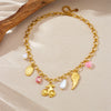 Jewelry Necklace Stainless Steel Cute Cartoon Skull Cherry Wings Pearl Water Drop Fruit Shape Electroplating Fashion For Women