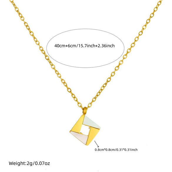 Jewelry Necklace Stainless Steel Gold Plated Square Geometric Pendant O Word Chain For Women