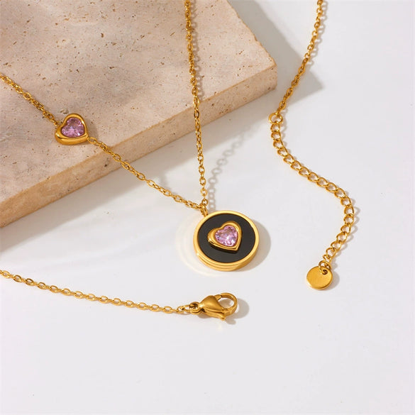 Jewelry Necklace Stainless Steel Goldplated Pendant With Geometric Pattern Chain