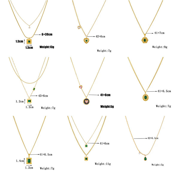 Jewelry Necklace Stainless Steel Goldplated Pendant With Geometric Pattern Chain