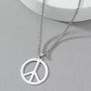 Jewelry Necklace Stainless Steel Square Pearl Chain Pendant With Antiwar Peace Sign Electroplated Unisex