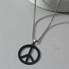 Jewelry Necklace Stainless Steel Square Pearl Chain Pendant With Antiwar Peace Sign Electroplated Unisex
