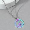 Jewelry Necklace Stainless Steel Square Pearl Chain Pendant With Antiwar Peace Sign Electroplated Unisex