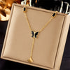 Jewelry Necklace Titanium Steel Black Glossy Butterfly Tassel Pendant Electroplating Women's Animal Style