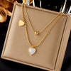 Jewelry Necklace Titanium Steel Love Pendant Retro Simple Shell Multi Layer Stacked Electroplating For Women
