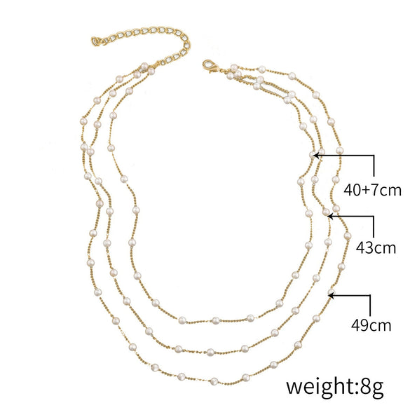 Jewelry Necklace Women Handmade Imitation Pearls Beads Box Chain Geometric
