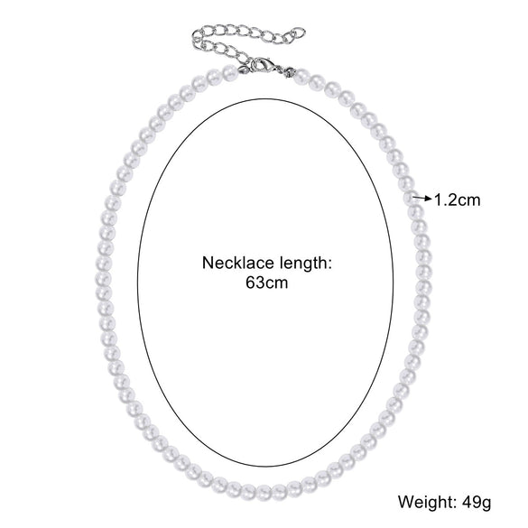 Jewelry Necklace Women Handmade Imitation Pearls Beads Box Chain Geometric