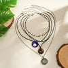 Jewelry Necklace Women Retro Geometric Pattern Acrylic Pendant Wax Thread Handmade