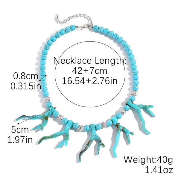 Jewelry Necklace Women's Ocean Style Turquoise Alloy Pendant Electroplating Geometric Design