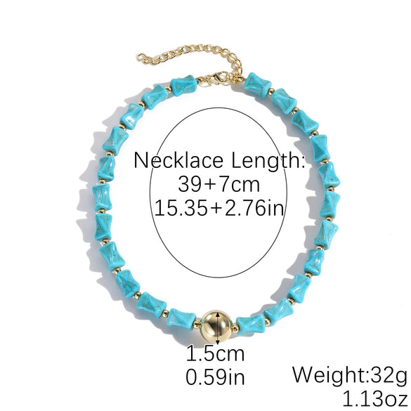 Jewelry Necklace Women's Ocean Style Turquoise Alloy Pendant Electroplating Geometric Design