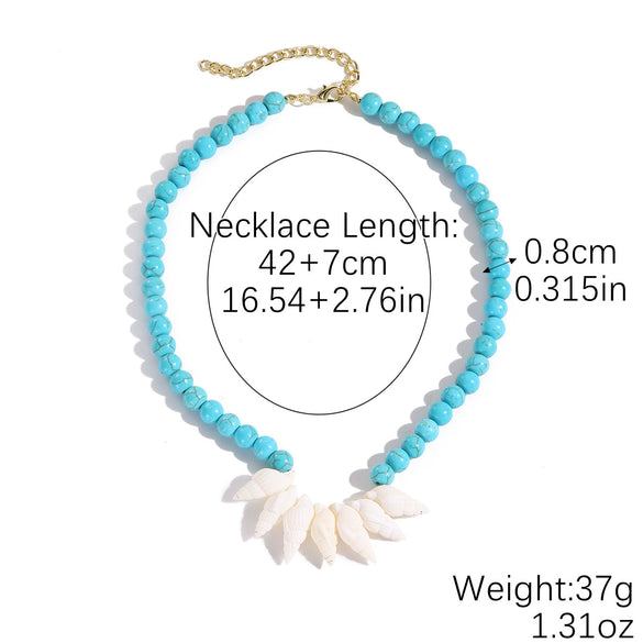 Jewelry Necklace Women's Ocean Style Turquoise Alloy Pendant Electroplating Geometric Design