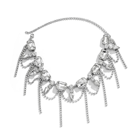 Jewelry Niche Design Rhinestone Claw Chain Collar Necklace With Geometric Style
