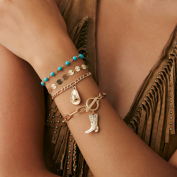 Jewelry Ocean Style Starfish Shell Pendant Bracelet Geometric Electroplating Women's