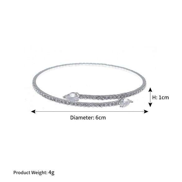 Jewelry Open Elastic Bracelet Rhinestone Highgrade Zircon Set With Diamonds Sweet Geometric Style