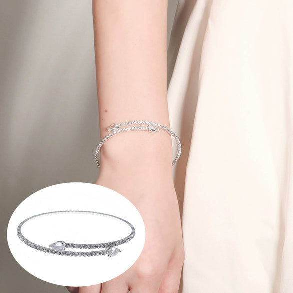 Jewelry Open Elastic Bracelet Rhinestone Highgrade Zircon Set With Diamonds Sweet Geometric Style