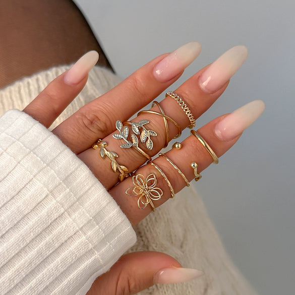 Jewelry Open Joint Ring Alloy Geometric Style Plant Flowers Electroplating Women's