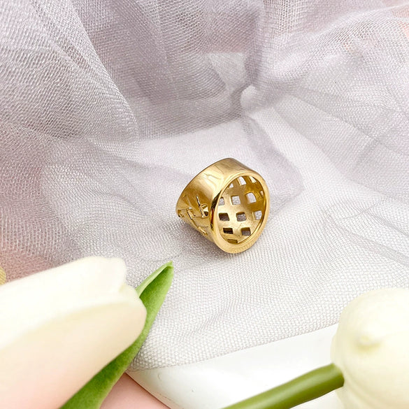 Jewelry Open Ring Stainless Steel Geometric Woven Stitching Electroplating