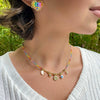 Jewelry Organic Glass Geometric Smiley Face Hand Knitted Necklace Pendant For Women